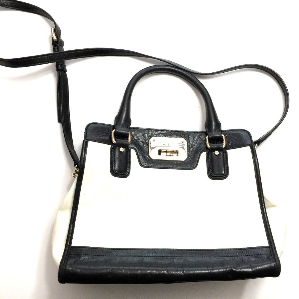 COLE HAAN BLACK/WHITE PATENT LEATHER SATCHEL/CROSSBODY